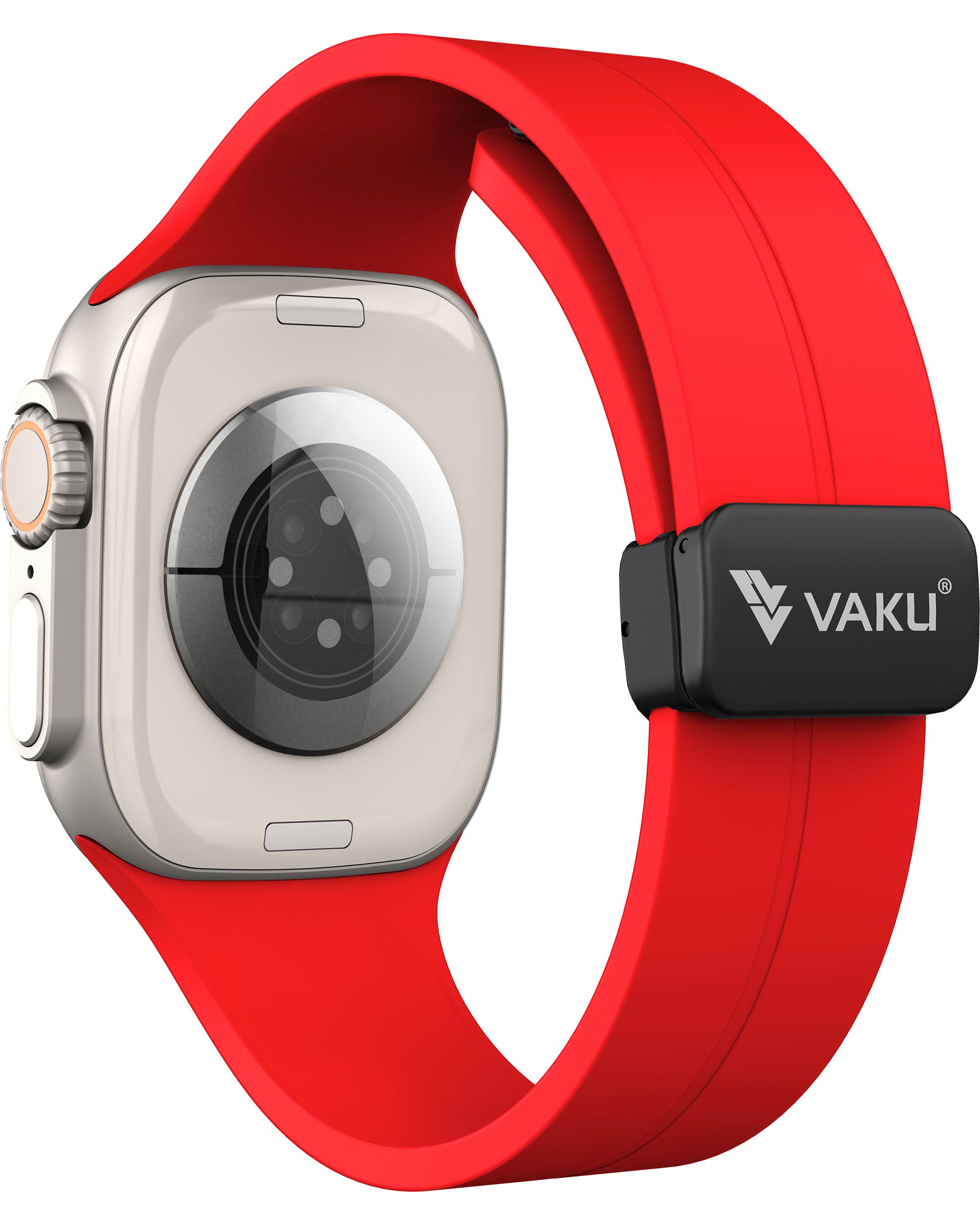 Vaku Luxos® FREYA Silicone Watch Strap with Folding Magnetic Lock Compatible for Apple iWatch Series 9 8 7 6 5 4 3 2 1, SE (38mm, 40mm, 41mm) Soft Silicone Wristband Strap for Men Women - Red (B0CLVG3L79) Amazon Price History, Amazon Price Tracker