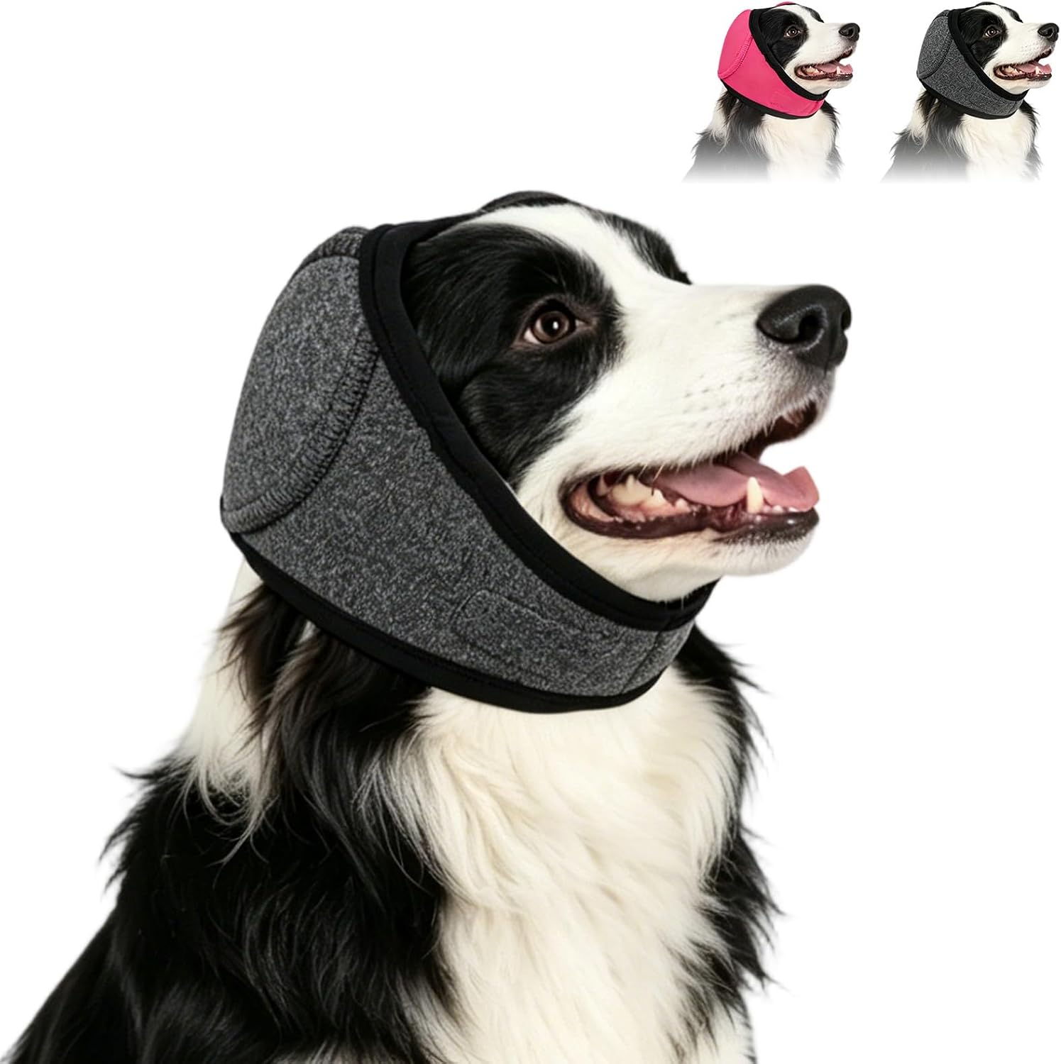 Noise Cancelling Ear Wrap, Dog No Shake Ear Wraps, Comfortable Quiet Dogs Calming Hoodie, Adjustable, Effectively isolates Noise from Fireworks, Thunder, and Vacuum Cleaners (Gray, S)