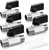 Vista 10 de GASHER 6 piezas de válvula de bola de latón mini de 1/4 pulgada, interruptor de apagado, rosca NPT de 1/4 pulgada macho x hembra para tubo de ajuste