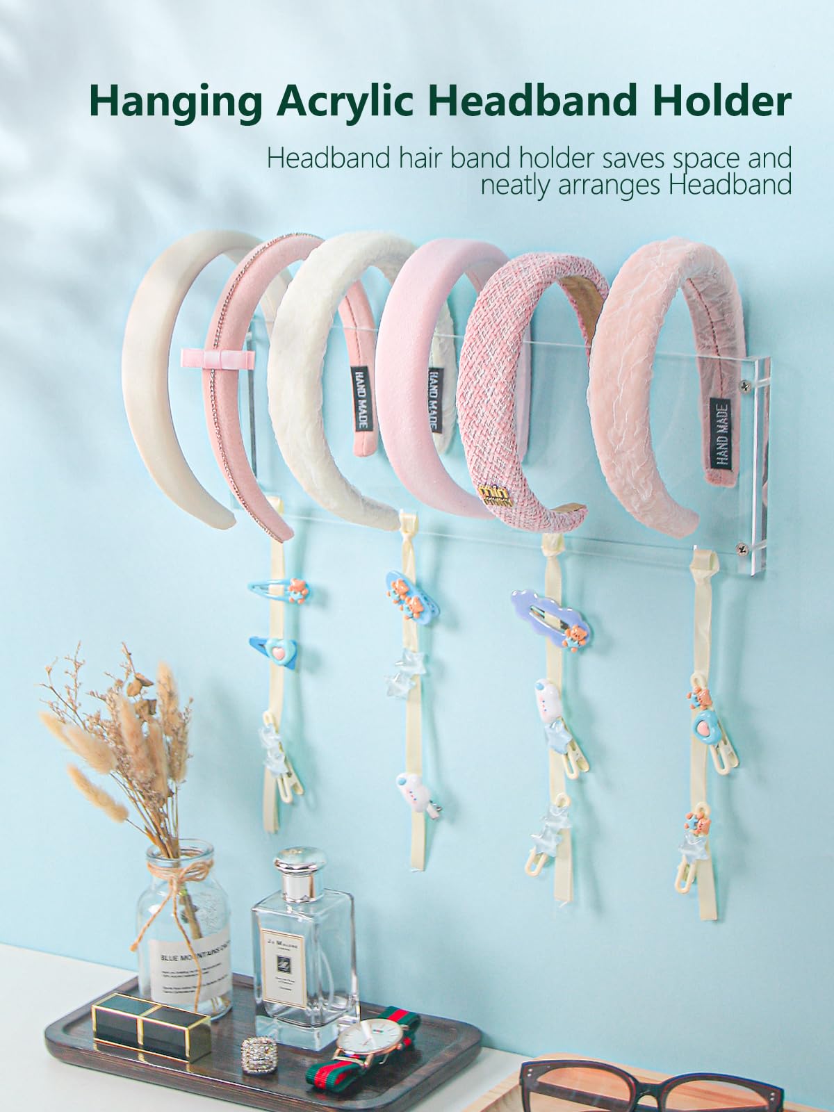 Ausalivan Acrylic Headband Holder Organizer,Head Band Stand For Girls Room,Hair Band Storage For Women,Hair Accessories Display Rack,Mouse Ear Holder