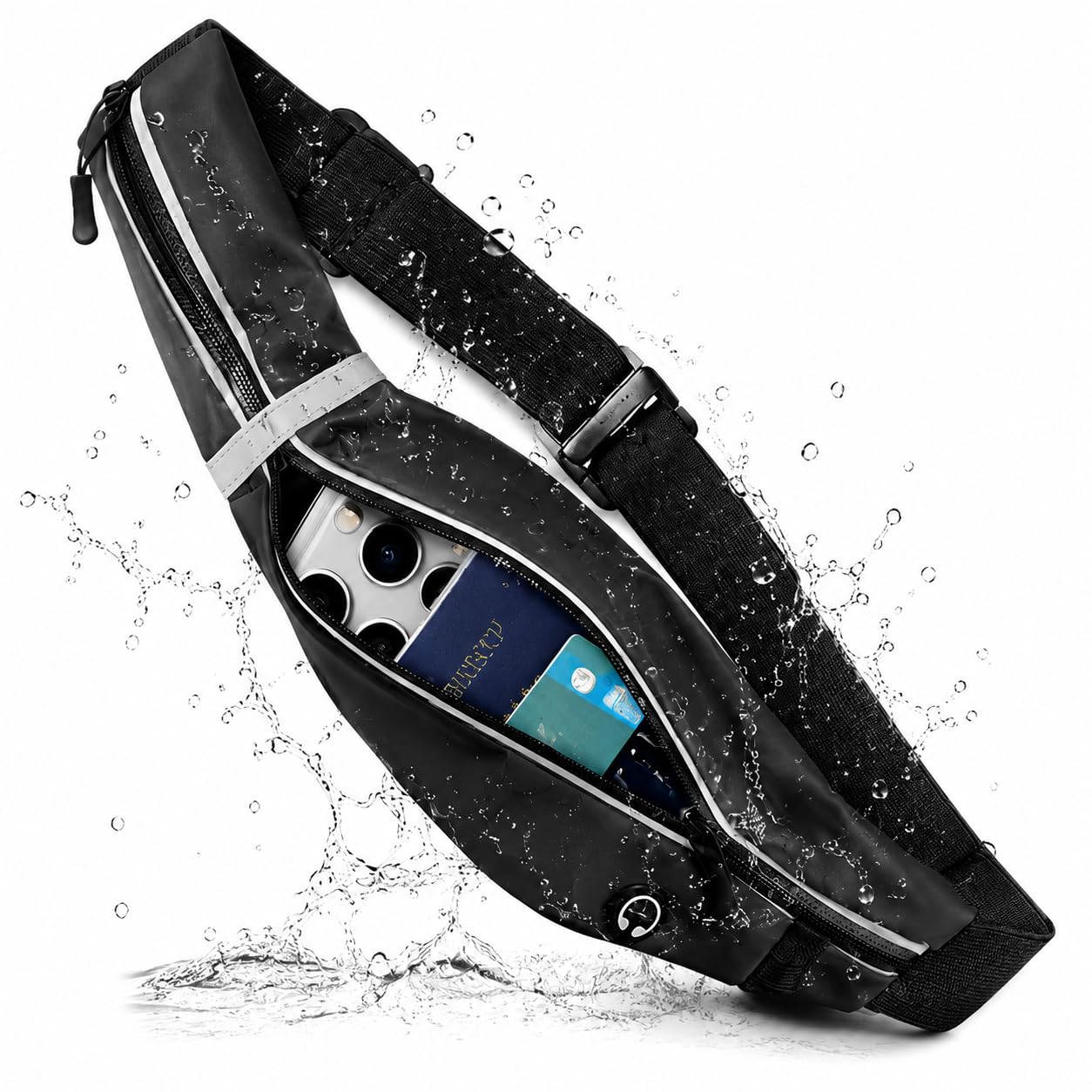 Marsupio Uomo Sportivo Running Cintura da Corsa Regolabile Impermeabile per Telefono Escursioni Fitness Viaggi