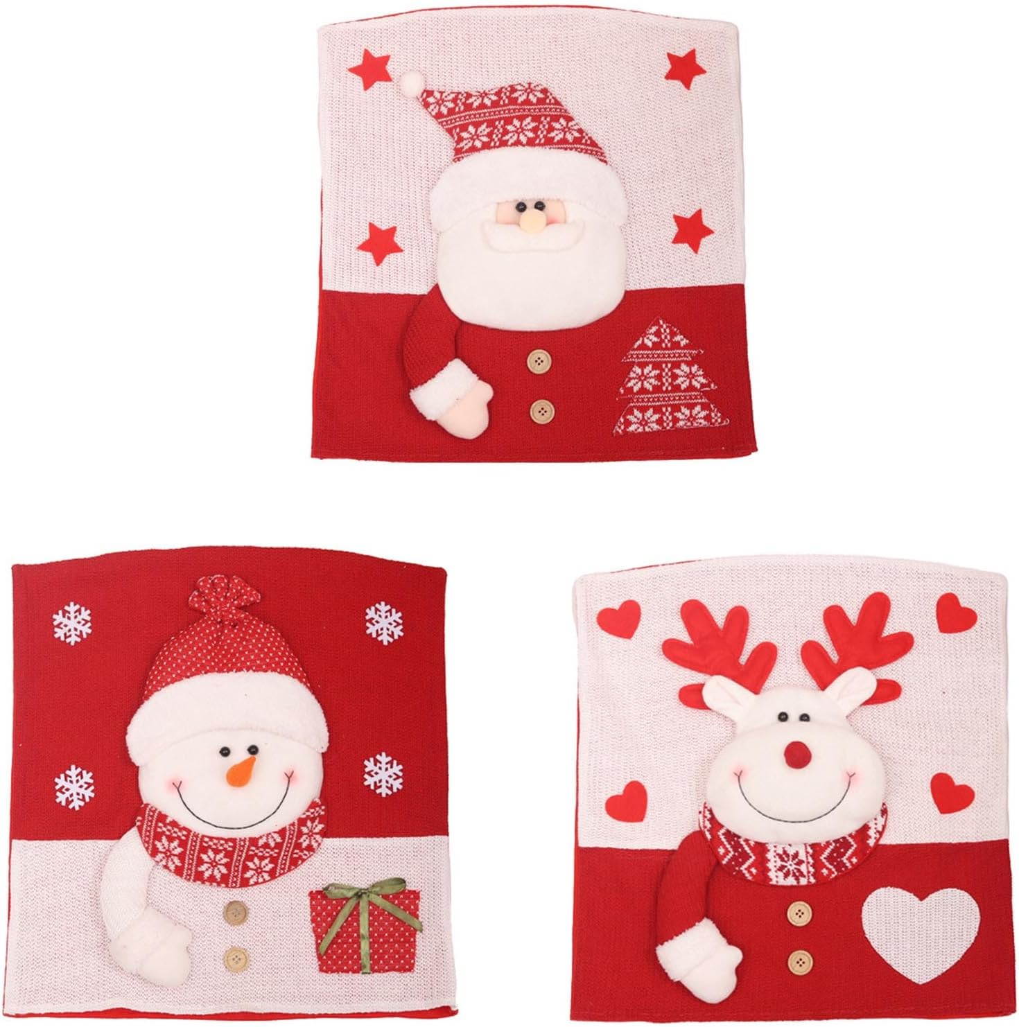 Chair Christmas Party Decor Holiday Festival Cartoon Dining Chair Covers Santa Reindeer ForXmas
