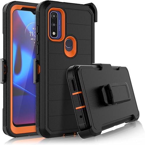 Njjex Funda resistente para Motorola Moto G Pure para Moto G Power 2022 con funda de clip para cinturón, protector de pantalla integrado resistente