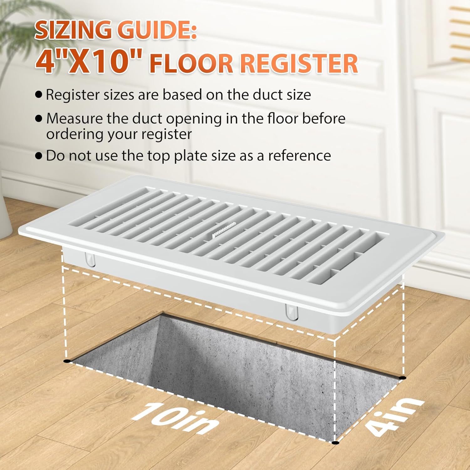 Floor Vent Covers, Plastic Floor Register 4x10, for Home Floor Sidewall Office or Ceiling Vent, Vent Covers for Home Floor 8 Pcs, White