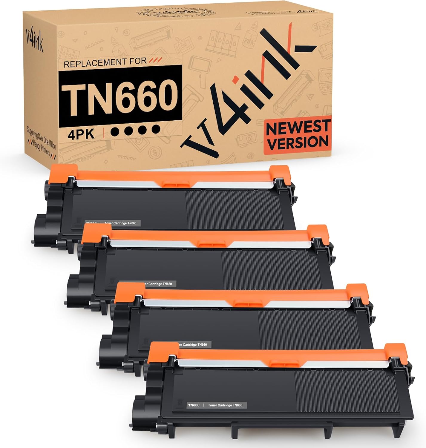 v4ink TN660 Toner Compatible Replacement for Brother TN660 TN630 TN-630 TN-660 Toner Cartridge Black for Brother Printer hl-l2300d hl-l2320d hl-l2380dw dcp-l2540dw mfcl2700dw mfc-l2700dw mfc-l2740dw