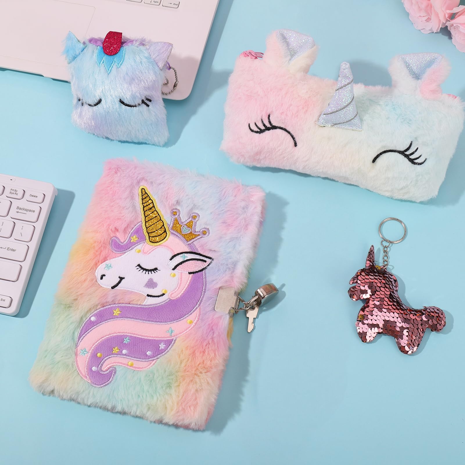Amazon.com: Auidy_6TXD Unicorn Plush Diary with Lock and Keys