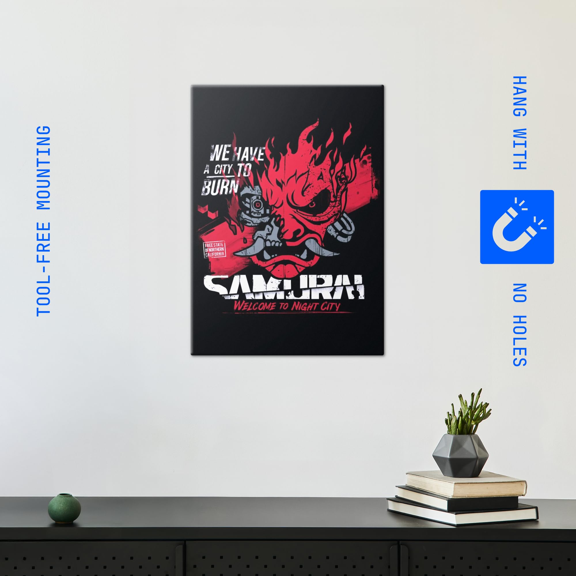Displate Poster In Metallo - Decorazioni da Parete Decorazione Murale - Cyberpunk 2077 - We Have a City To Burn - 32 x 45 cm Matt