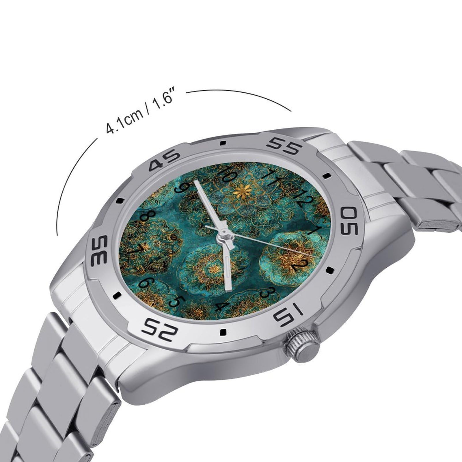 Sapphire & Jade Mandalas Herren Quarzuhr Trendige Edelstahlbänder Leicht Ablesen Minimalistische Armbanduhren Business Daily