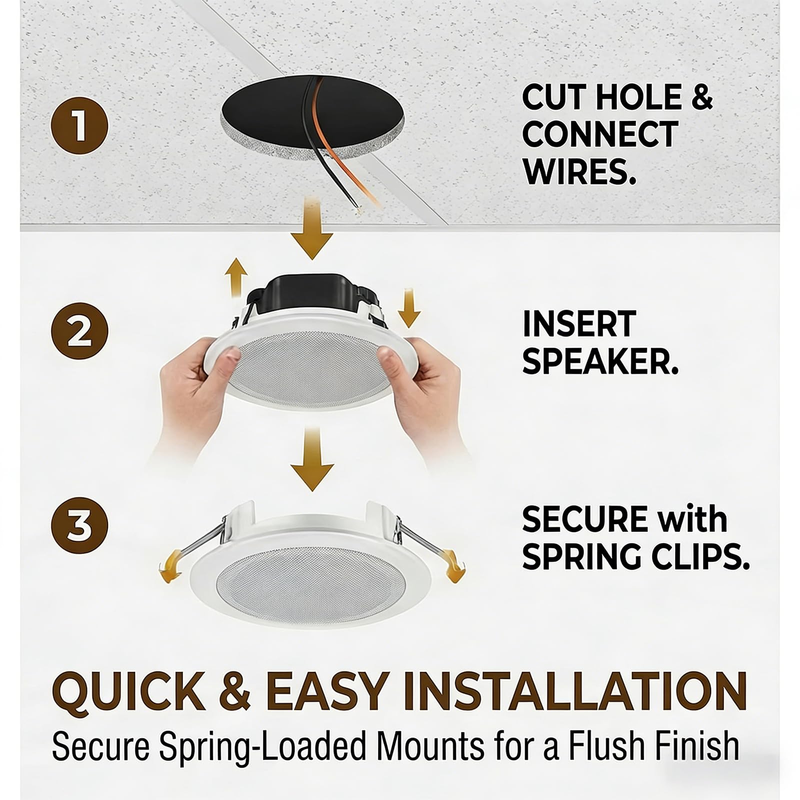 STUDIOFINIX Altoparlante da soffitto da 20,3 cm, 70 V, potenza 5 W/10 W/20 W, risposta in frequenza 70 Hz-20 kHz, altoparlante PA a soffitto per grandi spazi commerciali e sistemi musicali di