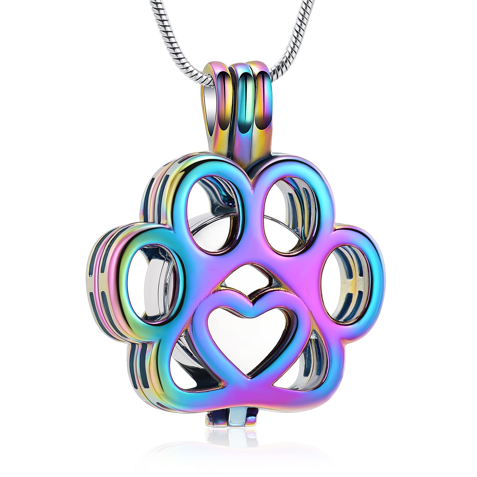 Pet Cremation Jewelry For Ashes For Dog/Cat Paw Stainless Steel Memorial Locket Urn Necklace Inside Mini Case Keepsake Cremation Jewelry Women Men