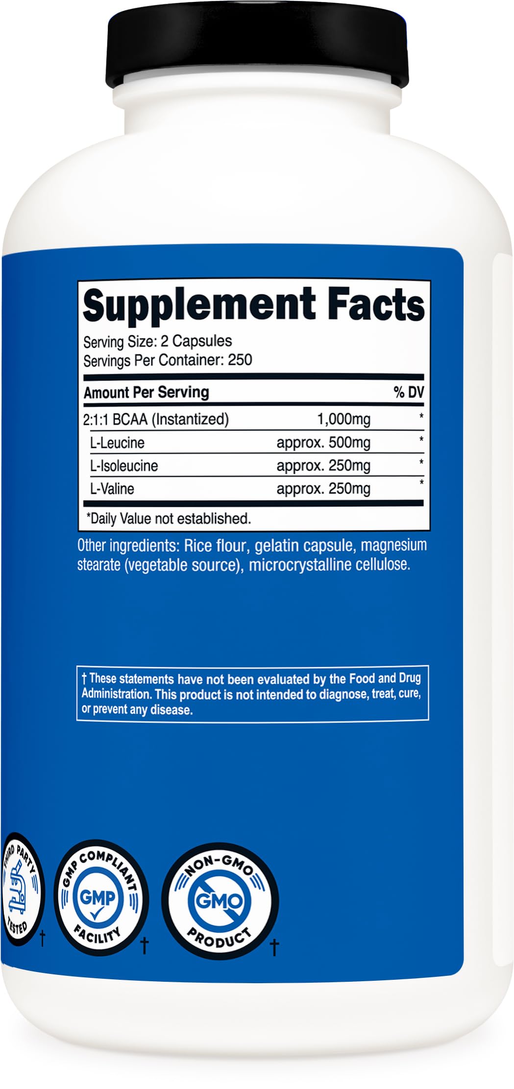 Nutricost BCAA 1000mg, 500 Capsules, 2:1:1 Branched Chain Amino Acids — Amazon image 4