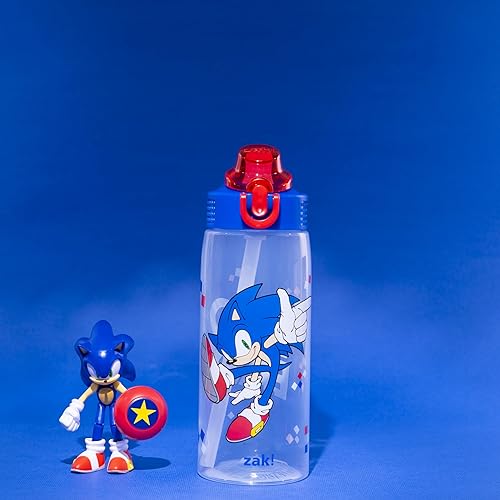 Miniatura 117 de Zak Designs Botella de agua de Paw Patrol, plástico sólido, 16 oz, pajilla, asa, cubierta de boquilla emergente contra fugas