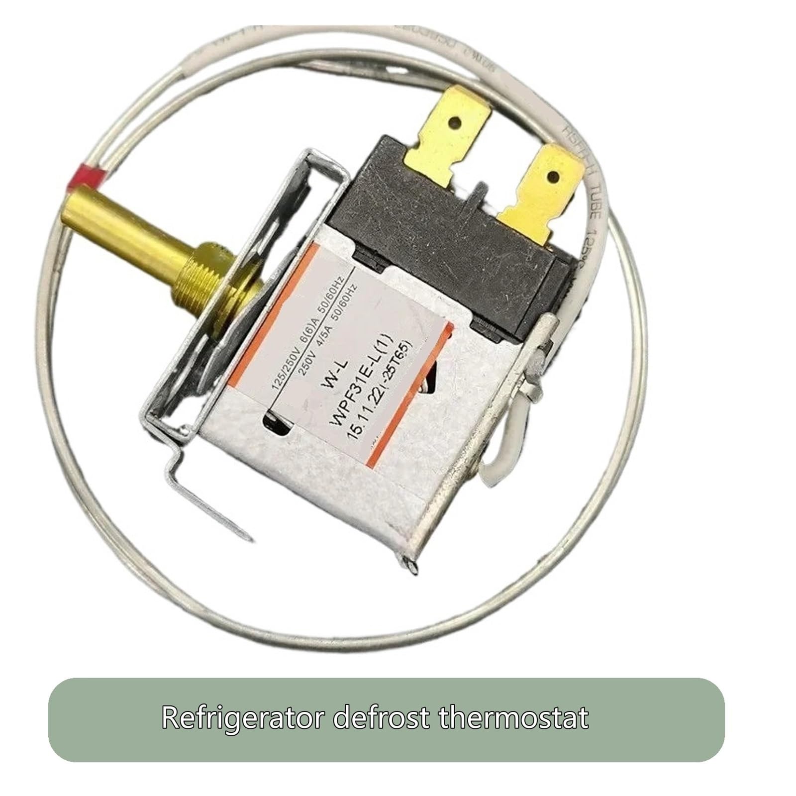 Termostato De Descongelación De Refrigerador, Termostato WPF31E-L-EX for Refrigerador/sonda Zer (2 Pines) Calentador De Descongelación De 45 Cm Para