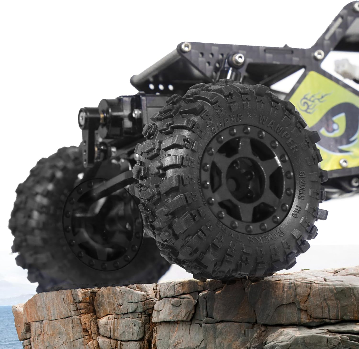 REDSPIDER 1.0 Beadlock Wheels and Tires Set（4pcs） 1.0 Crawler Tires 51 * 20mm Plastics 1.0 Wheel Lightweight Design 1/18 1/24 RC Crawler Tires for SCX24 TRX4M FMS FCX24 FCX18 AX24 (at Tires)