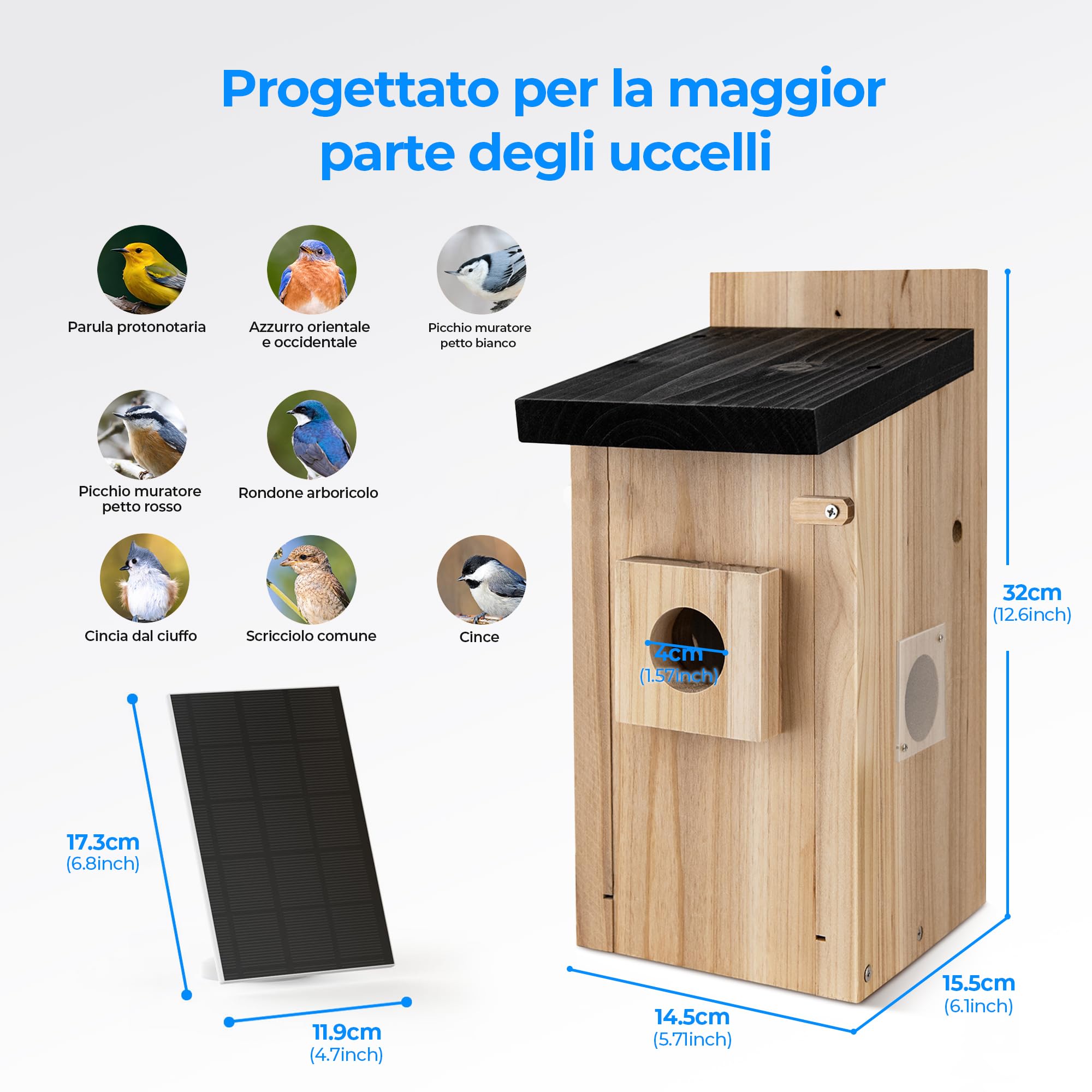 Casetta per Uccelli con Videocamera - Nido per Uccelli con Telecamera 4MP, Osservazione Nidificazione in Diretta, Alimentazione Solare, Impermeabile IP65, Kit Fai da Te