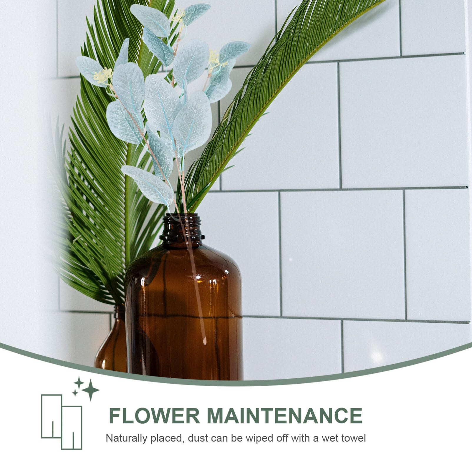 DOITOOL 3pcs Artificial Eucalyptus Leaves Stems Fake Eucalyptus Plant Branches Greenery Stem for Floral Arrangement Vase Bouquets Wedding Greenery Decor Blue