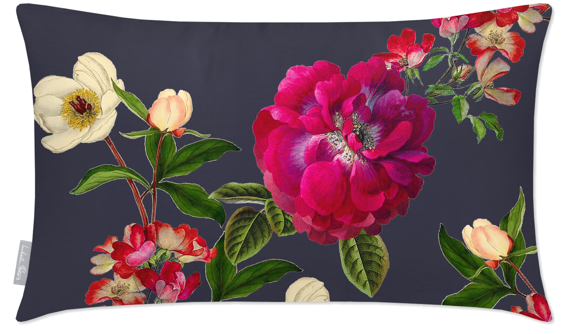 Izabela Peters Outdoor Cushions Waterproof, 55 x 35 cm, Filled Outdoor Cushion, Floral Glade - Graphite, Garden Furniture Cushions, Outdoor Seat Cushions, Garden Chair Cushions