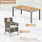 DORTALA 9 Piece Wicker Patio Dining Set, PE Rattan Outdoor Acacia Wood Rectangular Table and Chairs for 8 with 2" Umbrella Hole, Cushions, Deck Furniture Set for Garden, Backyard, Mix Grey+Beige