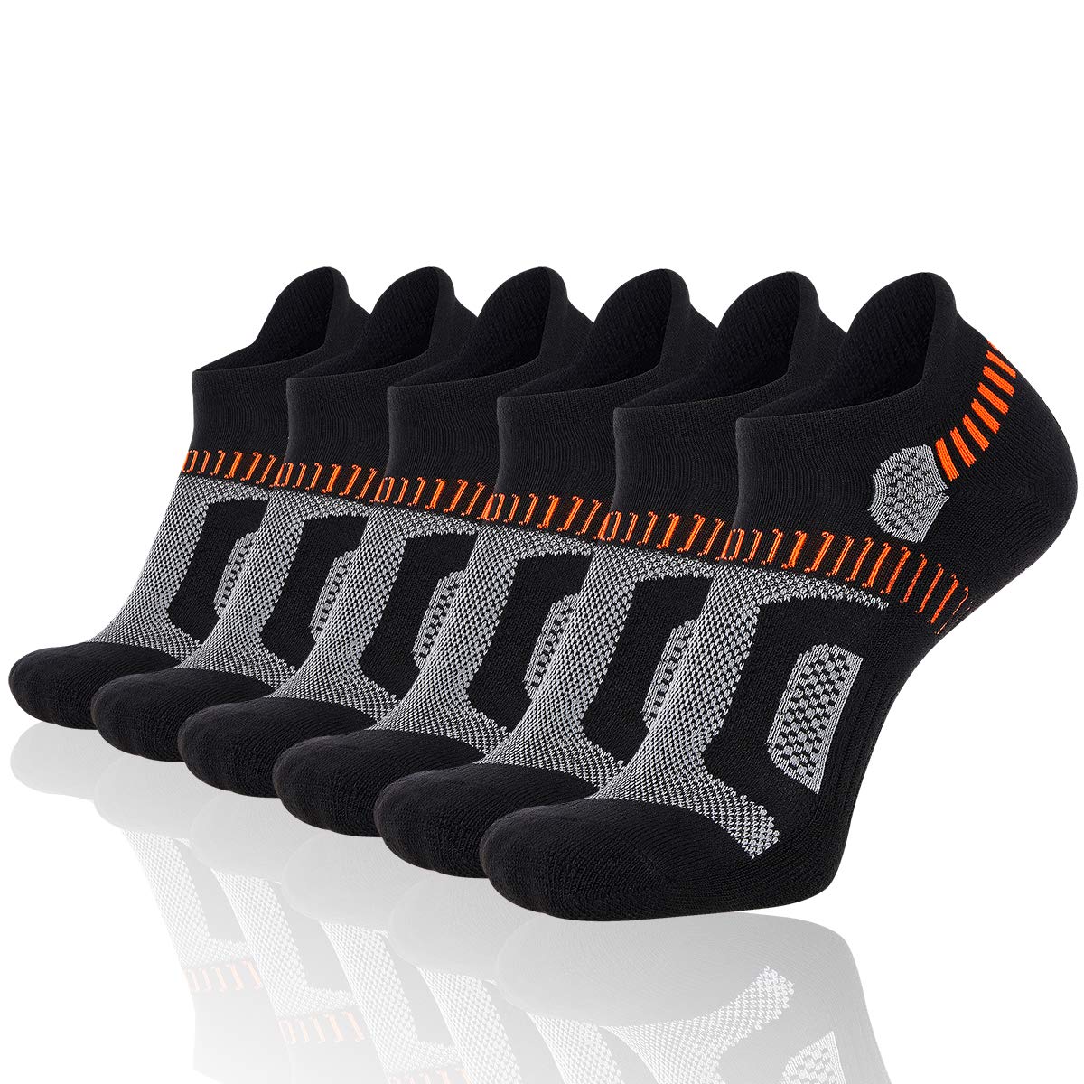 HeatuffHeatuff Mens Athletic Ankle Socks Moisture Wicking Cushion Running Low Cut Sock 6 Pack