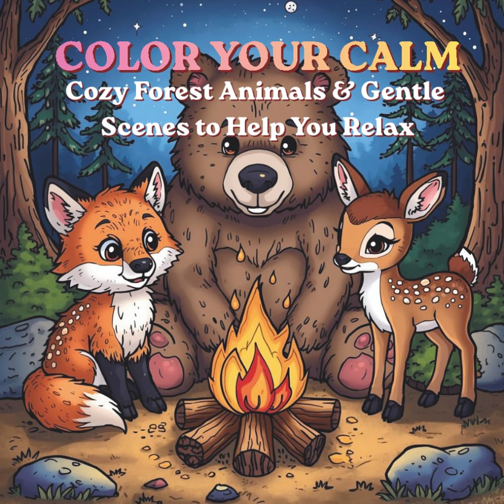 COLOR YOUR CALM: Cozy Forest Animals & Gentle Scenes to Help You Relax. Stress relief; Relaxation and Mindfulness.