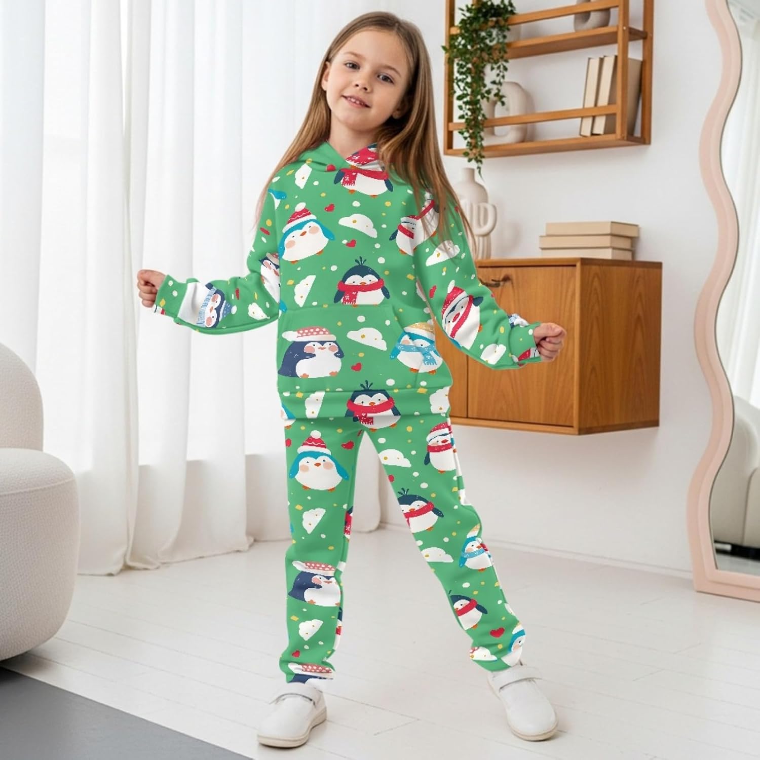 Girls Sweatsuit Set Size 5-12 Casual 2 Piece Long Sleeve Tracksuit Set Kids Hoodie and Jogger Pant with Pocket