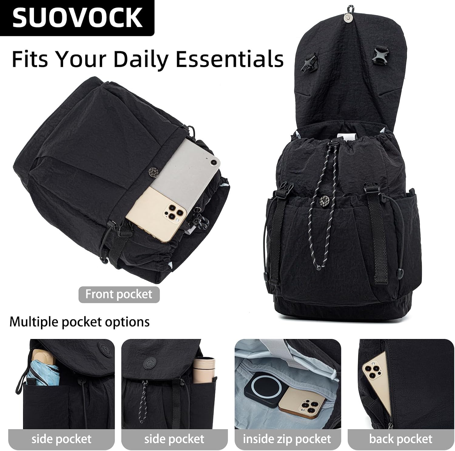 Women's Lightweight Backpack Purse,Water Resistant Nylon Casual Travel Backpack,Fashion Daypack for Hiking& Daily Use