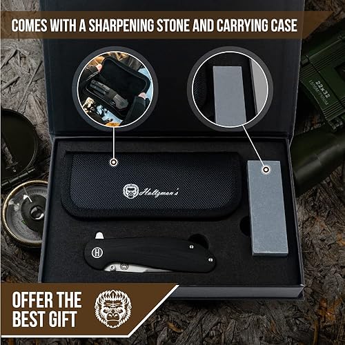 Miniatura 4 de Holtzman's Gorilla Survival Cuchillo plegable D2 hoja de acero G10 mango táctico cuchillo plegable de bolsillo EDC regalo para hombres (plateado y