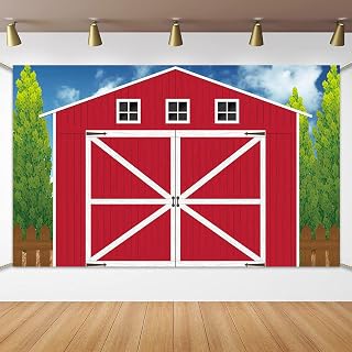 Farm Barn Door Backdrop arm Animals Theme Party Decorations Barn Door Backdrop Banner Farm Photography Background for Kids Birthday Party Supplies 