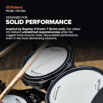Roland PD-10H V-Pad | 10-inch Dual Zone V-Pad | Flagship-Inspired Feel & Response | Durable & Quiet | Rugged Hoop & Rubber Rim Design | Compatible with a Wide Range of Roland V-Drums