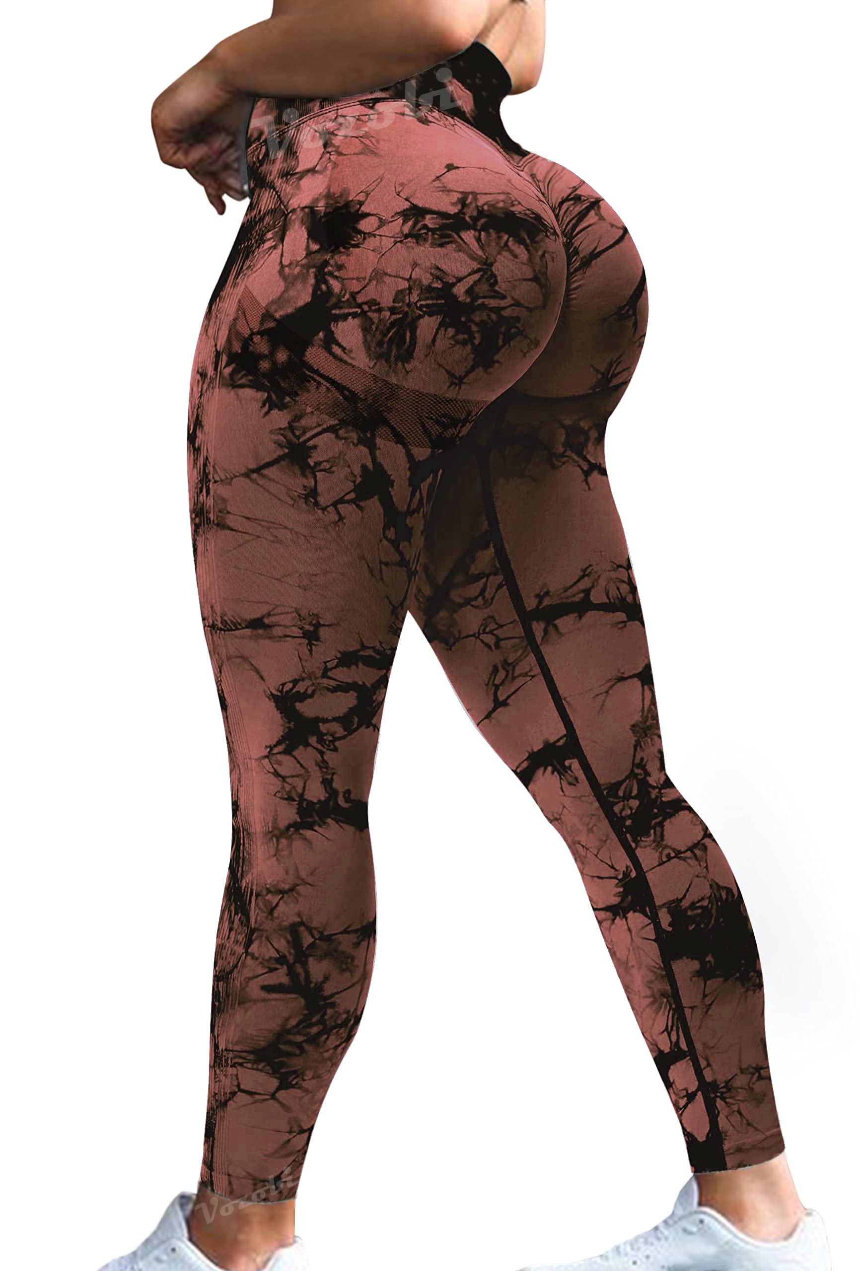 Vozobi Tiktok Trending Leggings Women's High Waist Smile Contour Booty Leggings Scrunch Butt Lift Workout Seamless Yoga Pants — view 90