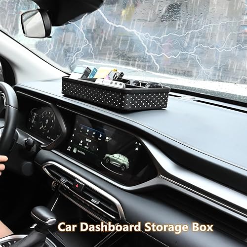 Miniatura 7 de Almacenamiento y organizadores para automóvil, soporte para teléfono, bandeja para consola central, caja de almacenamiento multifunción, bandeja de