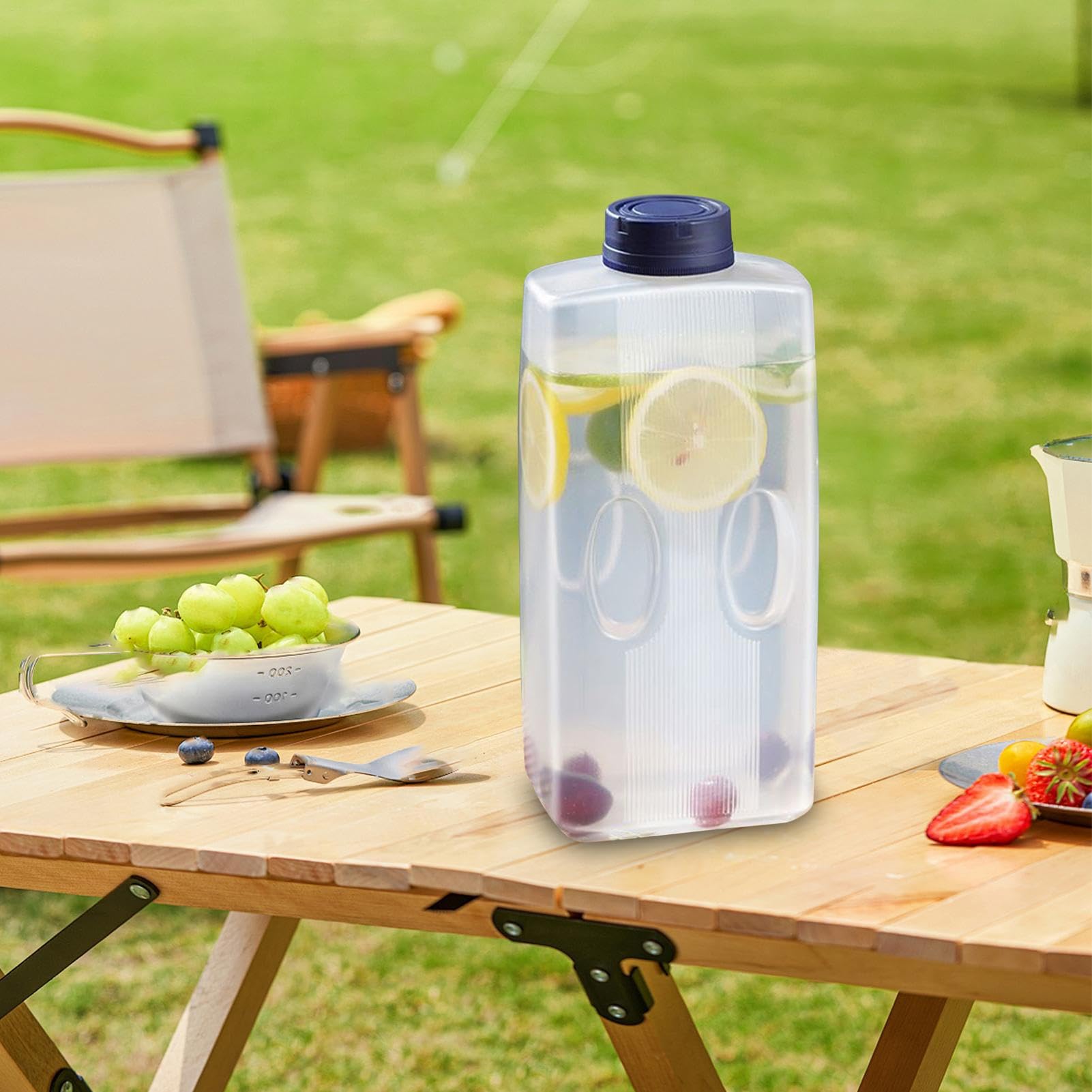 Dispensateur De Boissons - Bouteille De Refroidissement Réutilisable 2L, Réfrigérateur-frigo Liquide Container FELT PROVED Couvercle | Stockage Vide Pour Le Jus De Thé Glacé Lait De Soda Café De Café