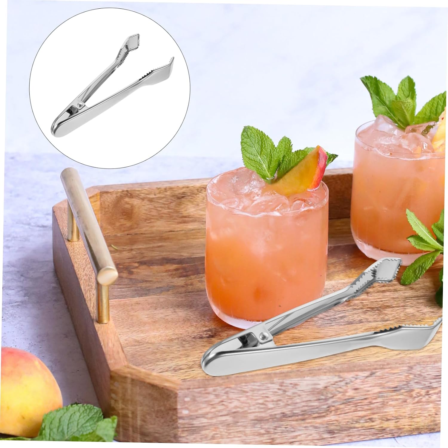 Food Ice Clamp in Stainless Steel Mirror Surface Ice Clip Tooth Silver for Kitchen