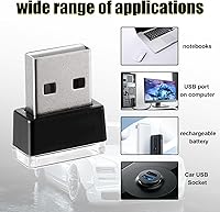 Vista 5 de Ziciner 4 PCS Lámpara de Atmósfera Interior de Coche LED USB, Mini Luz Nocturna LED Portátil, Kit de Iluminación Ambiental de Maletero con Interfaz