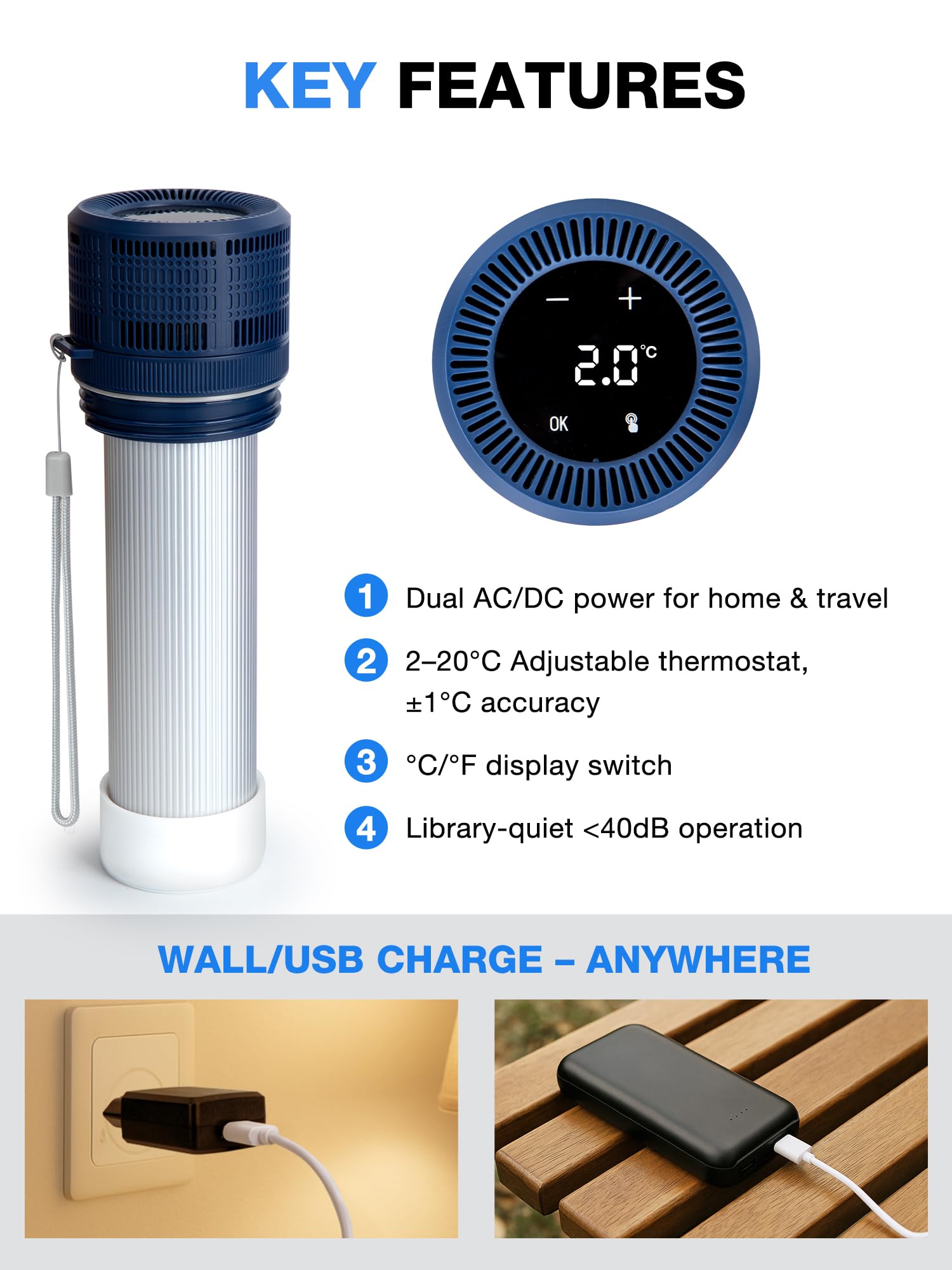 YOUSHARES Bolígrafos de Insulina Estuche de Viaje Enfriador con Indicador de Temperatura, Taza Refrigerada de Insulina de Acero Inoxidable 304