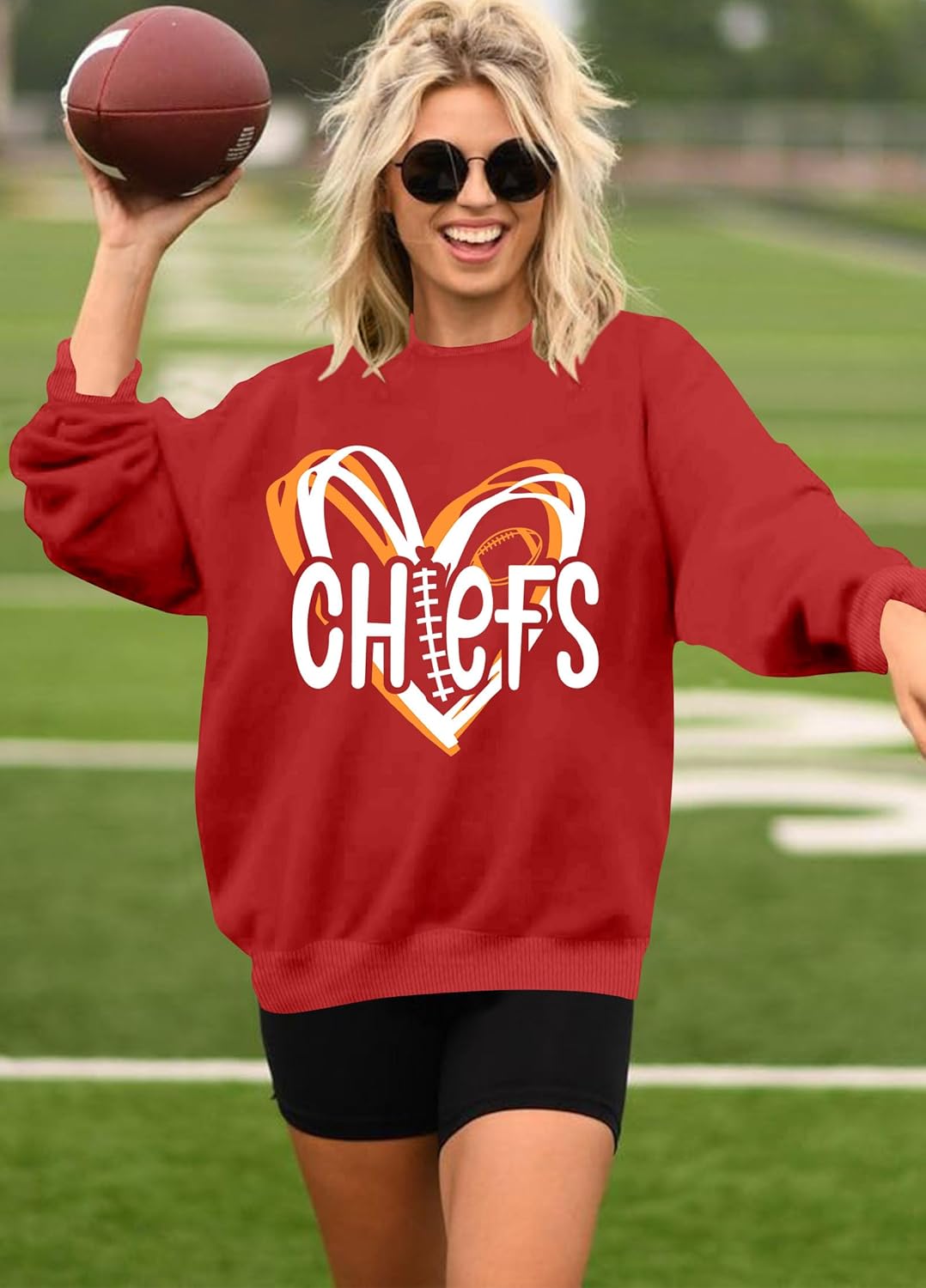 Game Day Sweatshirt Women Cute Football Graphic Pullover Shirt Football Season Long Sleeve Tops - Image 3