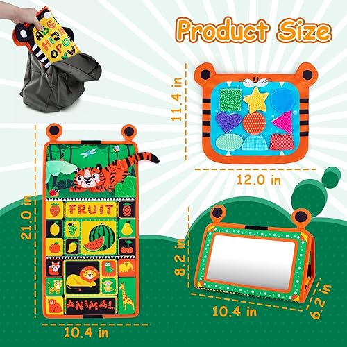 Miniatura 5 de Juguetes de espejo para bebé con patrón sensorial de juego texturizado, juguetes para bebés de alto contraste en blanco y negro, juguetes de