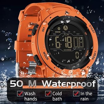 findtime Men's Digital Watch Pedometer Watch Step Counter Waterproof Sport Watches Calorie Step Tracker Military Tactical Watch with Stopwatch Alarm LED Backlight Countdown