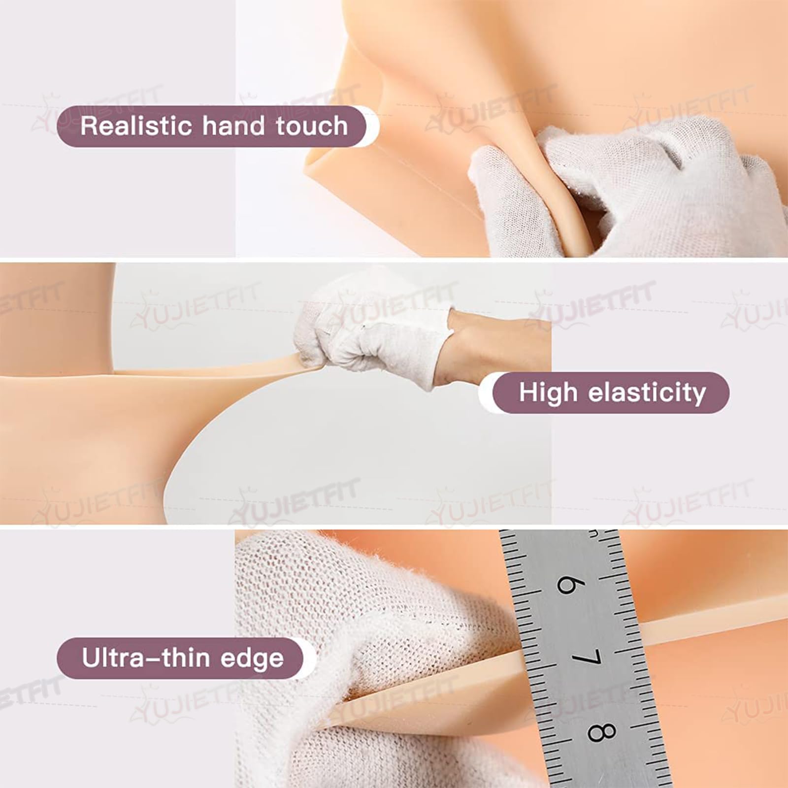 Adima Culotte en Silicone mi-Longue avec Fausse Vagin, Rehausseur de Fesses réaliste pour Sissy, Contrôleur de Hanches, Cosplay et Transgender