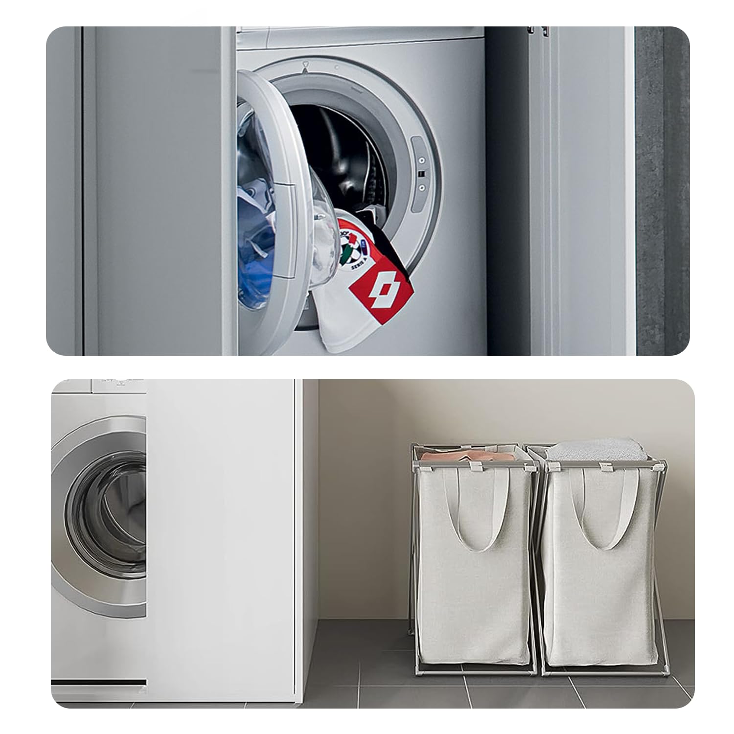 Avilia Mobile Coprilavatrice Con Ante | Box per Lavanderia | Copriasciugatrice da Esterni ed Interni in PVC 68,5x64,5x88cm, Bianco