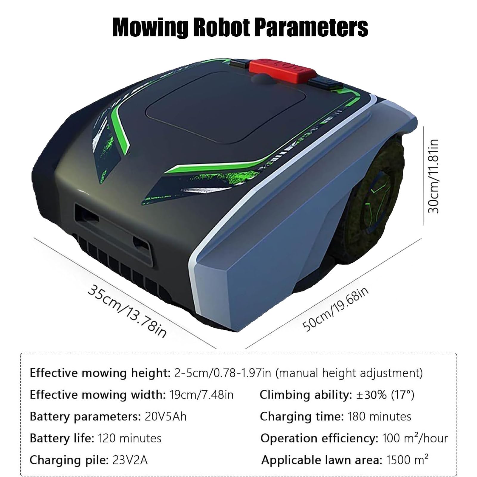 Cortacésped Totalmente automático, Robot cortacésped, Corta hasta 1500 m2, Corte ultrasilencioso, césped Bien Cuidado,Sensor de Lluvia y Cable delimitador