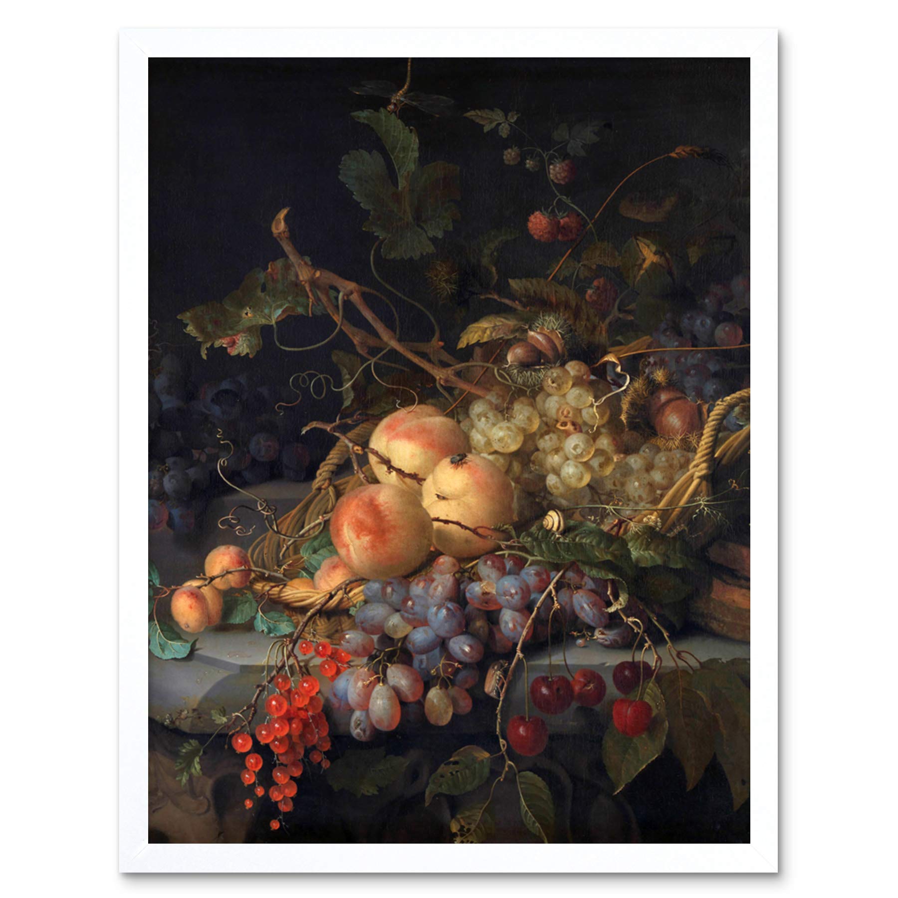 Artery8 Jacob Van Walscapelle Still Life Fruit Painting Art Print Framed Poster Wall Decor 12x16 inch