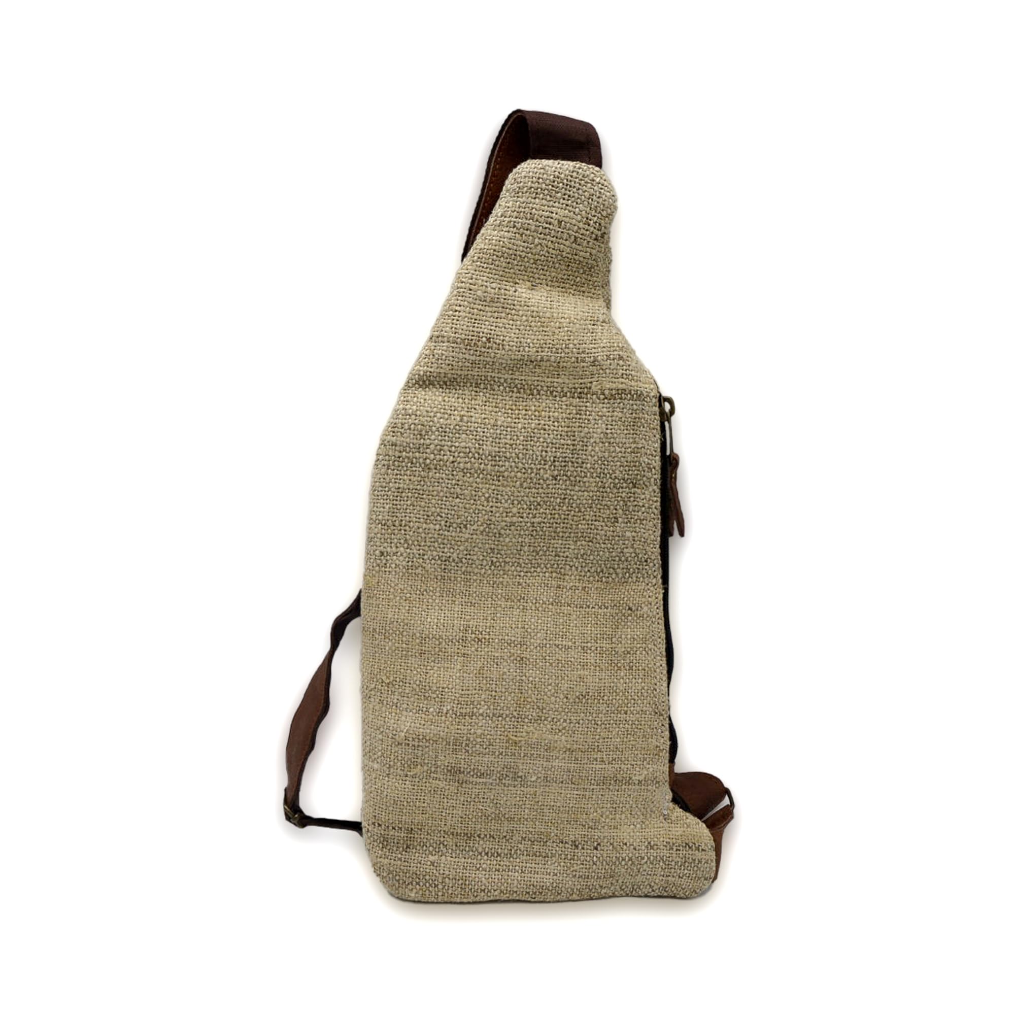Bolso bandolera de algodón de cáñamo hecho a mano con correa de cuero, 100% natural, fabricado en Nepal