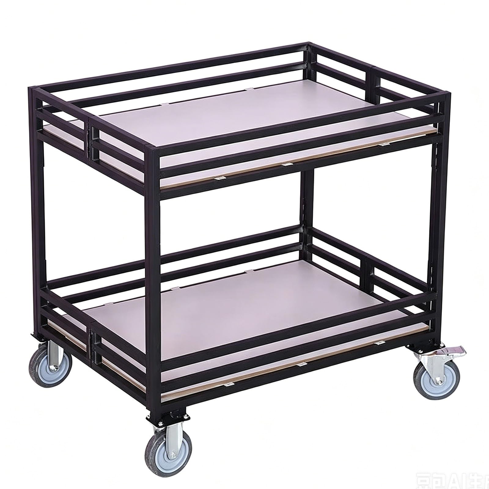 Rolling Utility Vendor Cart with Dual Tier Shelves, Sturdy Metal Storage Rack 176lbs Load Capacity for Commercial Retail Display(Black,120x85x80cm/47x33x31in)