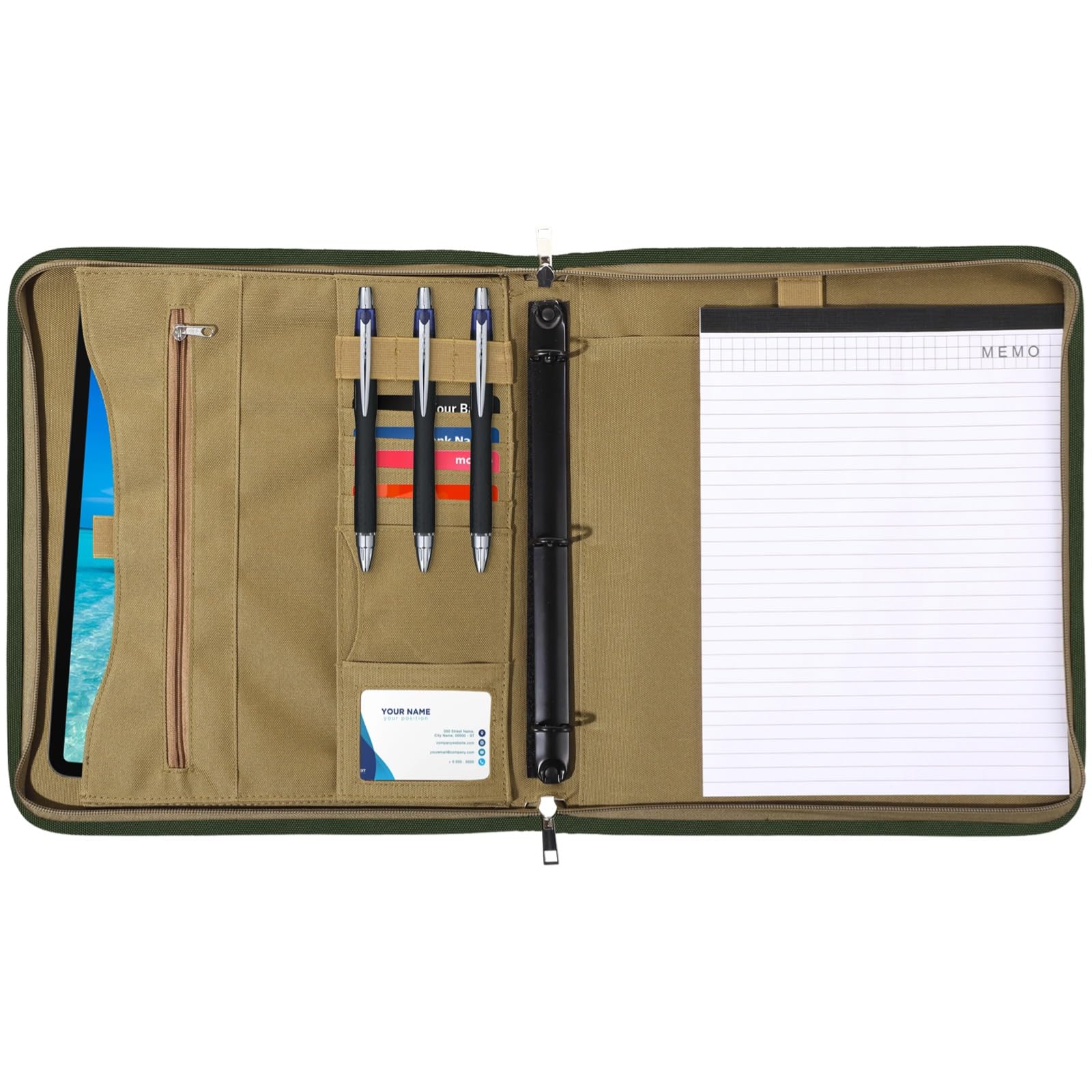Raccoglitore tattico ad anelli con 25 fogli di carta formato lettera, con raccoglitore a 3 anelli staccabile, organizer strategico per cartelle