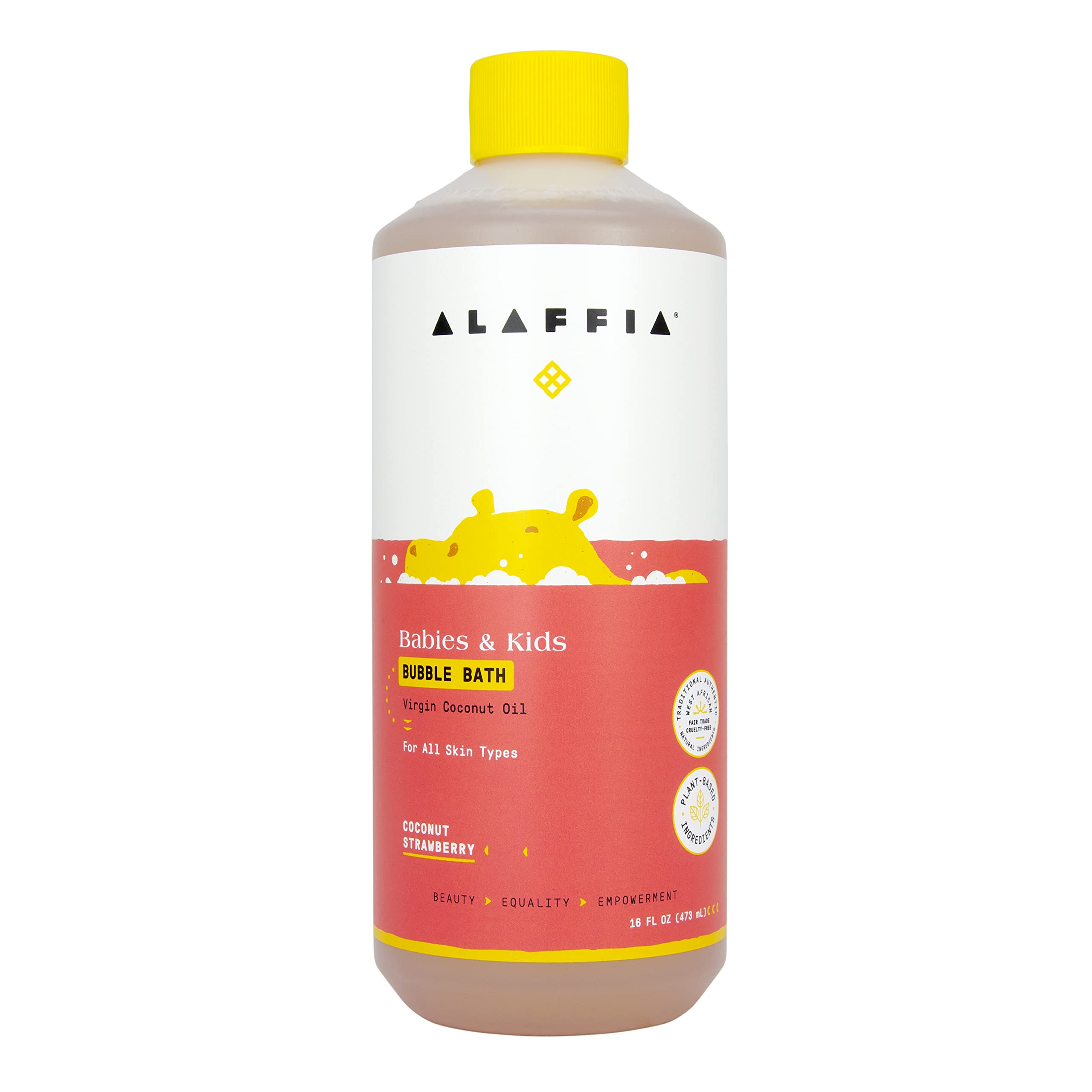 Alaffia Bubble Bath for Babies &amp; Kids, Coconut Strawberry – Long-Lasting, Moisture-Rich Bubbles with Coconut Oil, 16 Fl Oz
