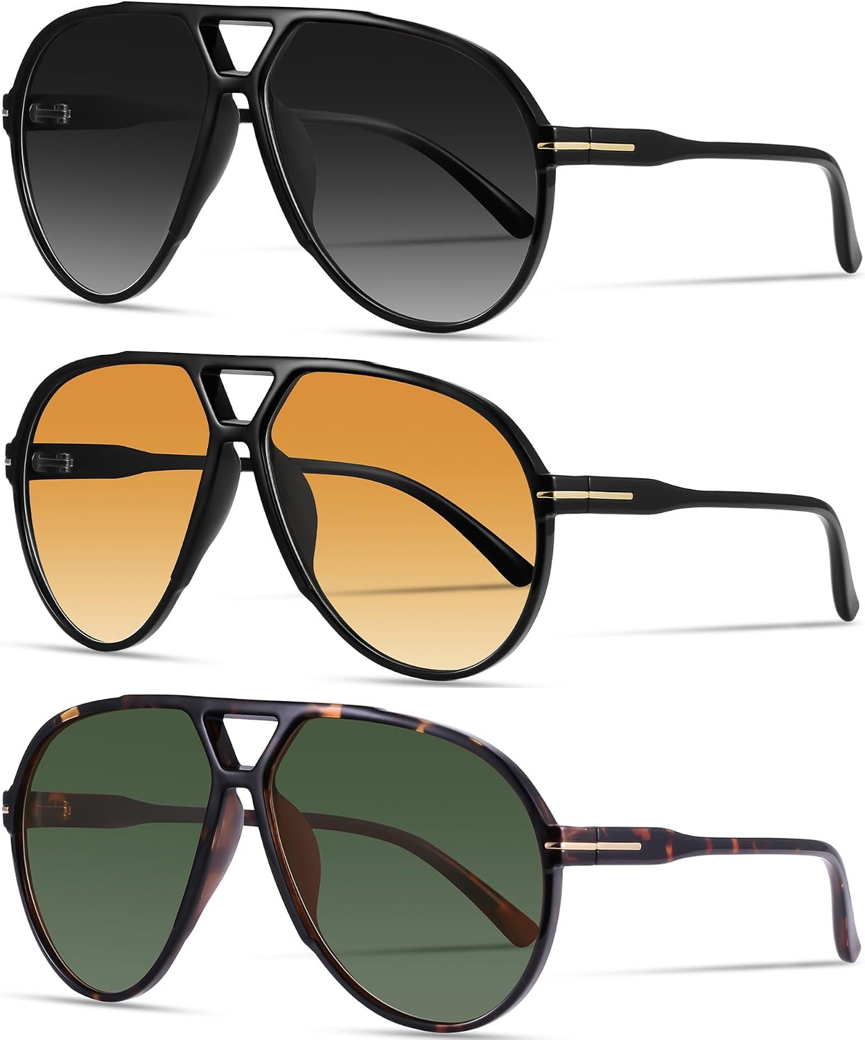 Oversized Retro Aviator Sunglasses for Women Men Classic 70s Trendy Vintage Style Large Frame Sun Glasses thumbnail