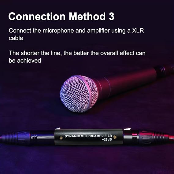 Goshyda Inline Microphone Preamp, DM1 Dynamite Active Inlne Microphone Preamplifier Active Booster with 28dB Gain, Plug and Play, for Podcast or Livestreaming