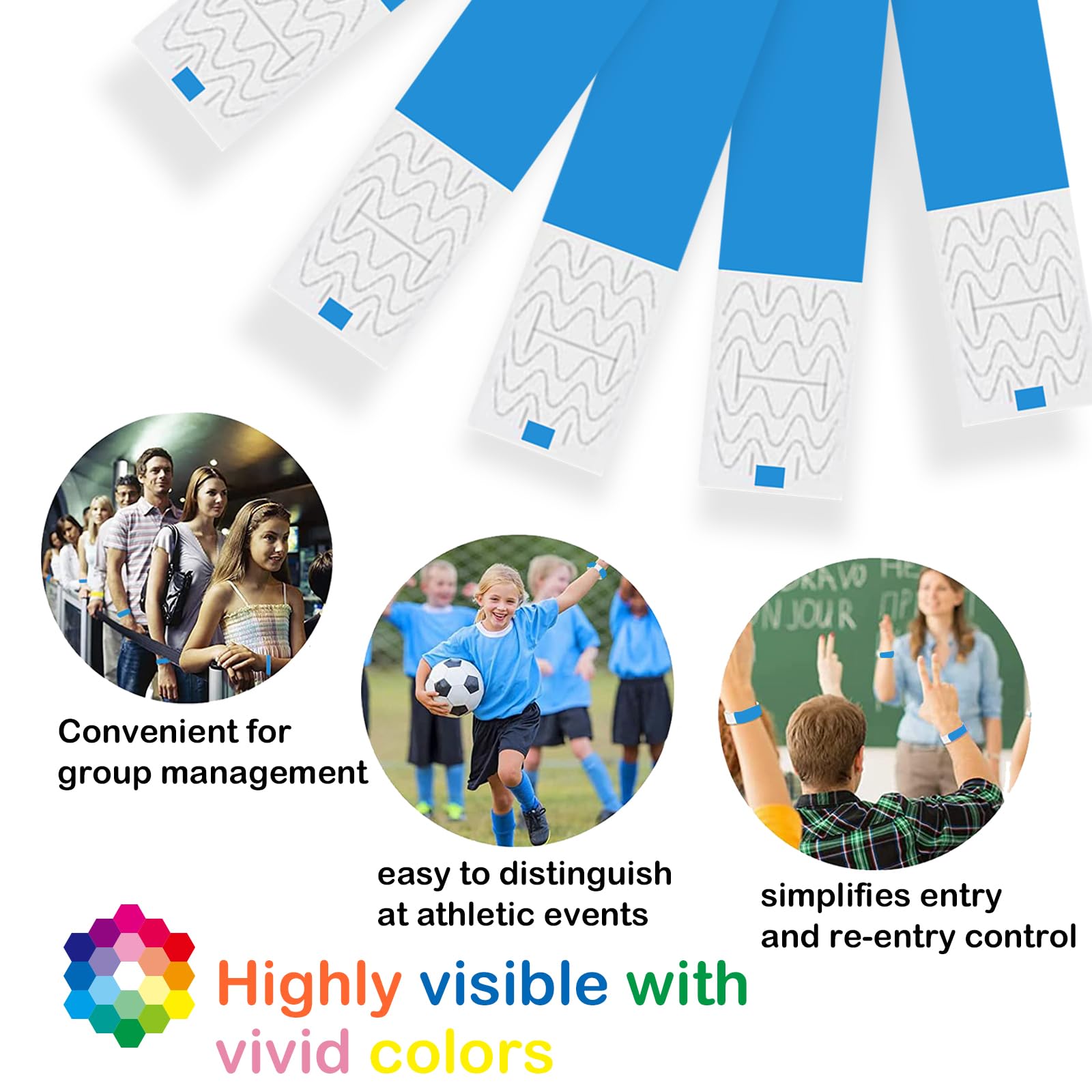 300 Pcs VIP Wristbands For Events - Waterproof Paper Bracelets For Parties, Concerts & Festivals