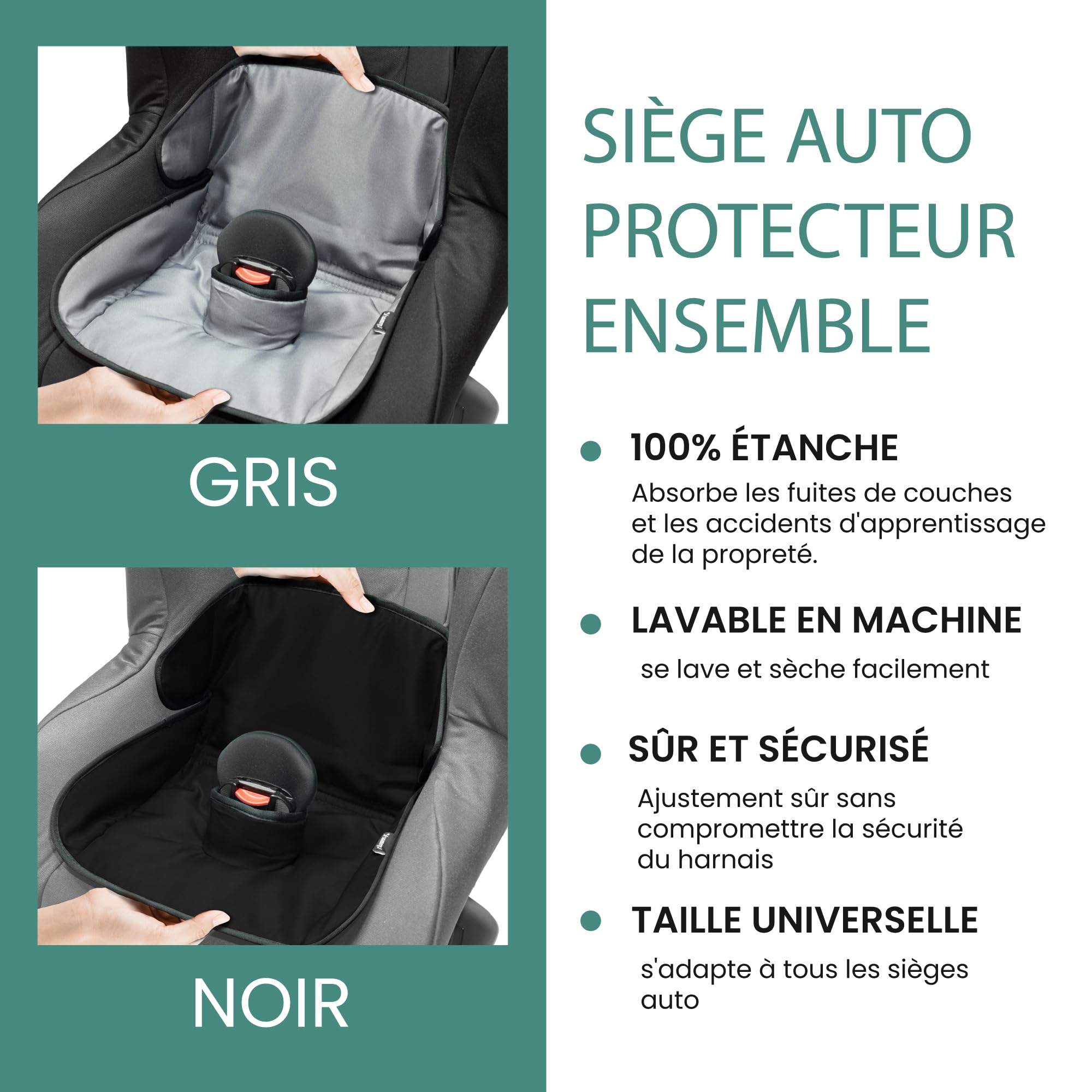 Lynmark Lot de 2 housses d'apprentissage de la propreté pour siège de voiture – Tapis de protection imperméable et doux pour siège de voiture pour bébé et enfant – Doublure lavable universelle pour